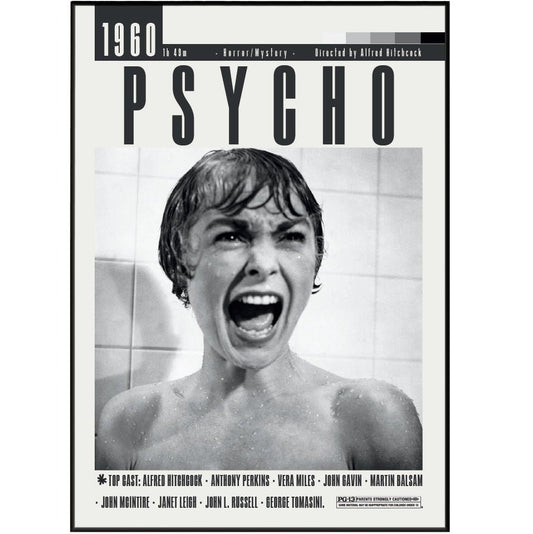 Psycho Poster | Alfred Hitchcock Movies - 98typesModern Minimal Movies
