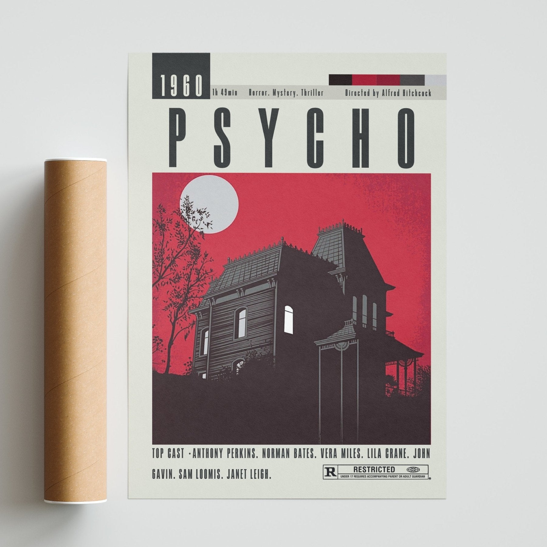 Psycho Poster | Alfred Hitchcock Movies - 98typesModern Minimal Movies