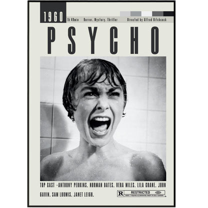 Psycho Poster | Alfred Hitchcock Movies - 98typesModern Minimal Movies