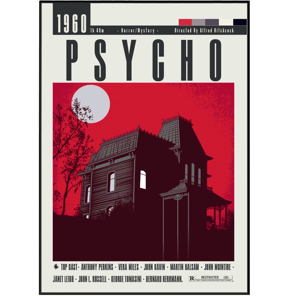 Psycho Posters | Alfred Hitchcock Films - 98typesModern Minimal Movies