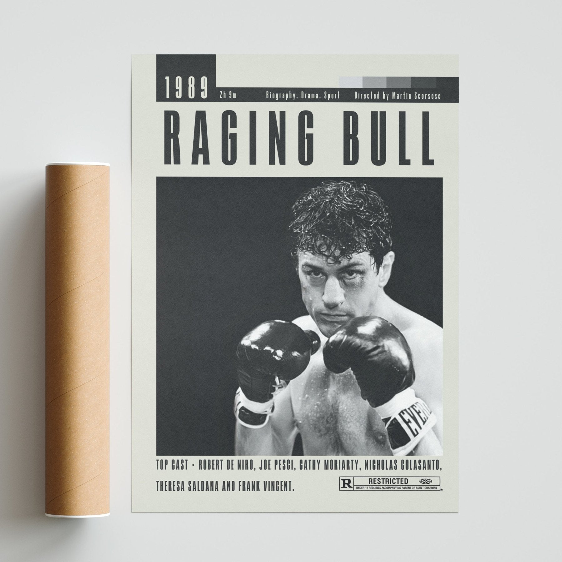 Raging Bull Poster | Martin Scorsese Movies - 98typesModern Minimal Movies