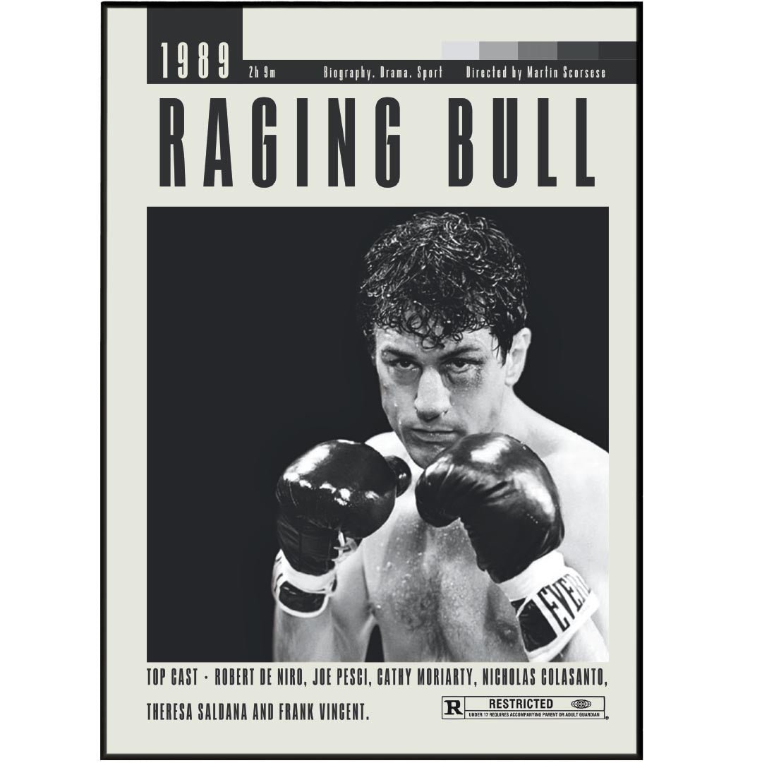 Raging Bull Poster | Martin Scorsese Movies - 98typesModern Minimal Movies
