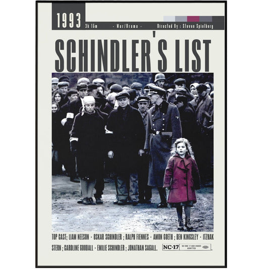 Schindler's List Movie Poster - 98typesModern Minimal Movies