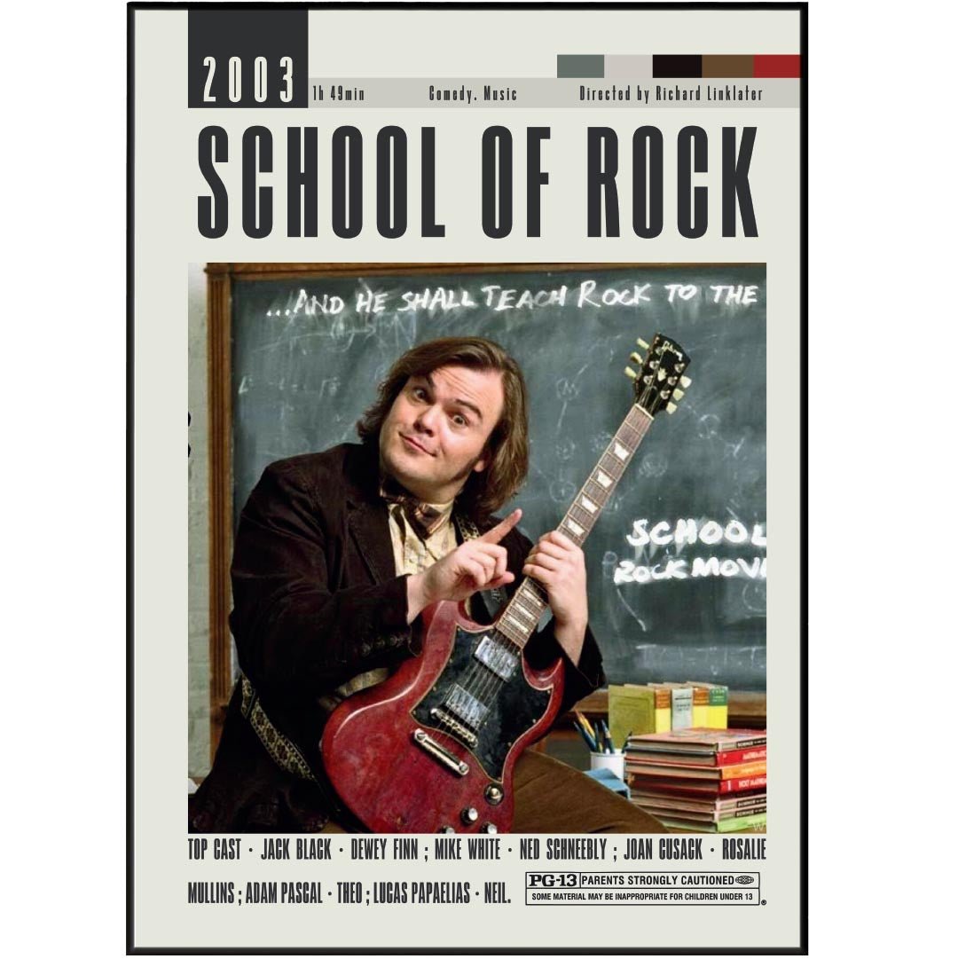 School of Rock Poster | Richard Linklater Movies - 98typesModern Minimal Movies