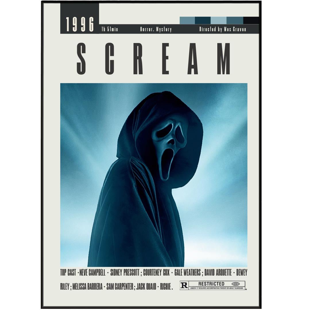 Scream Poster | Wes Craven Movies - 98typesModern Minimal Movies