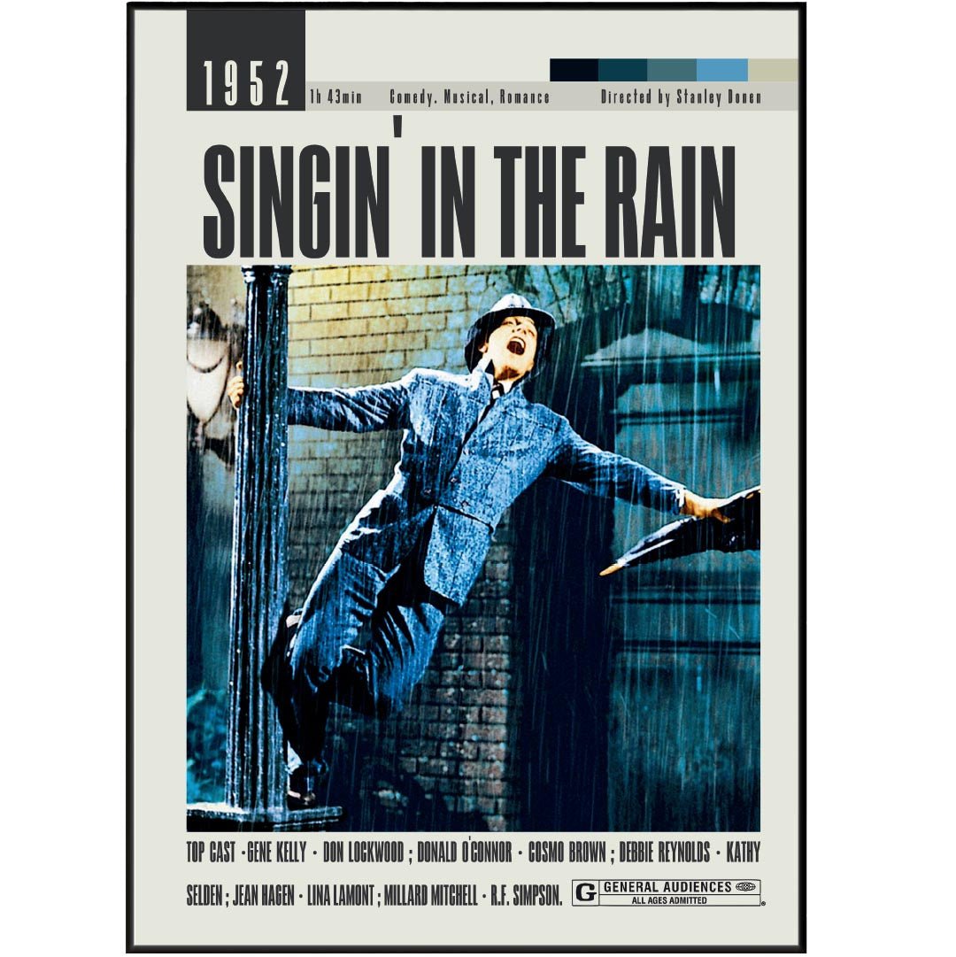 Singin' in the Rain Poster | Stanley Donen and Gene Kelly Movies - 98typesModern Minimal Movies