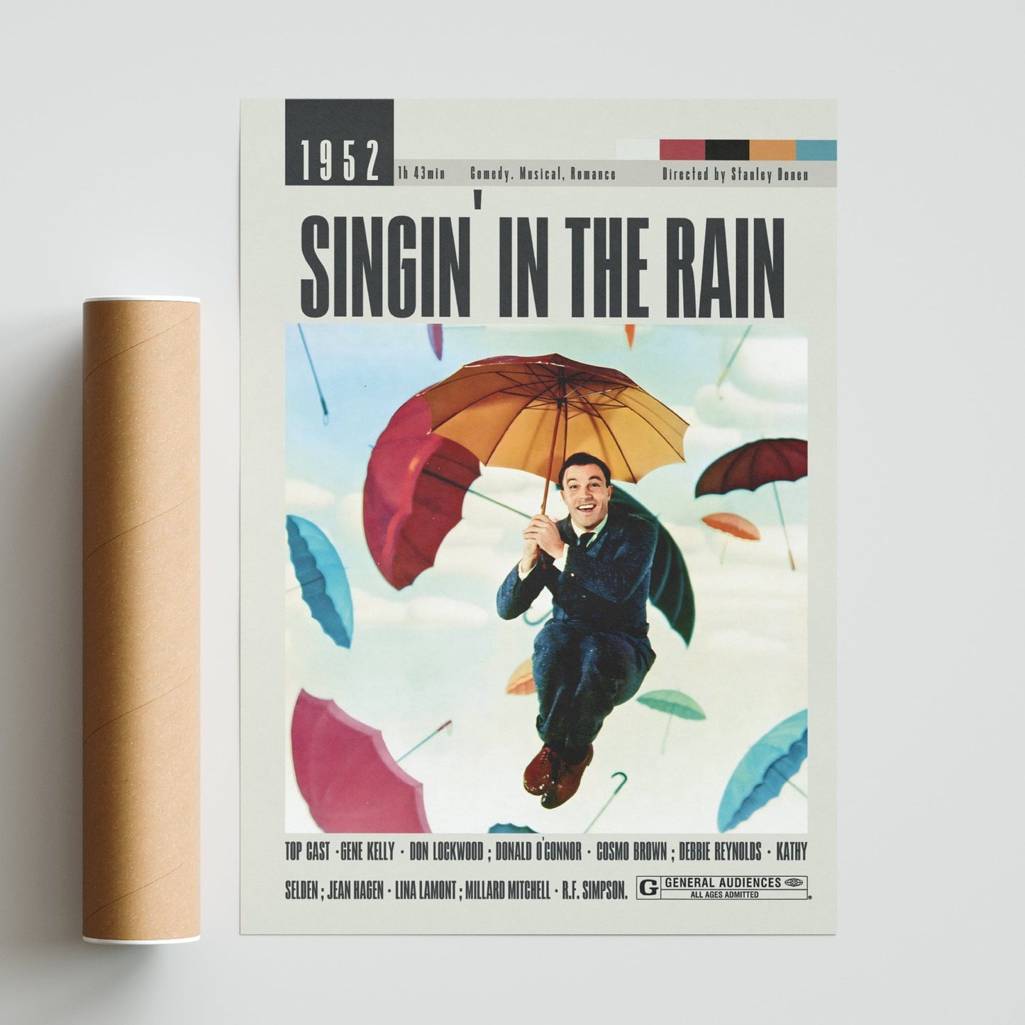 Singin' in the Rain Poster | Stanley Donen and Gene Kelly Movies - 98typesModern Minimal Movies