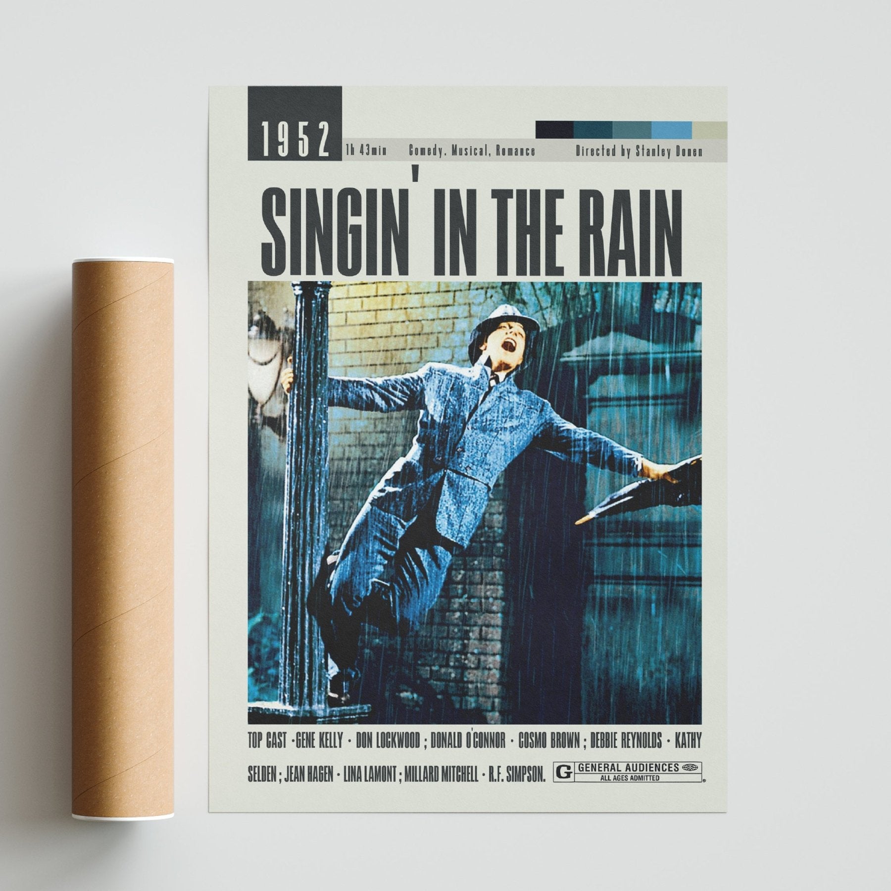 Singin' in the Rain Poster | Stanley Donen and Gene Kelly Movies - 98typesModern Minimal Movies