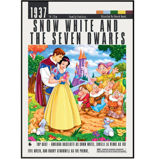 Snow White and the Seven Dwarfs (1937) Poster - 98typesModern Minimal Movies