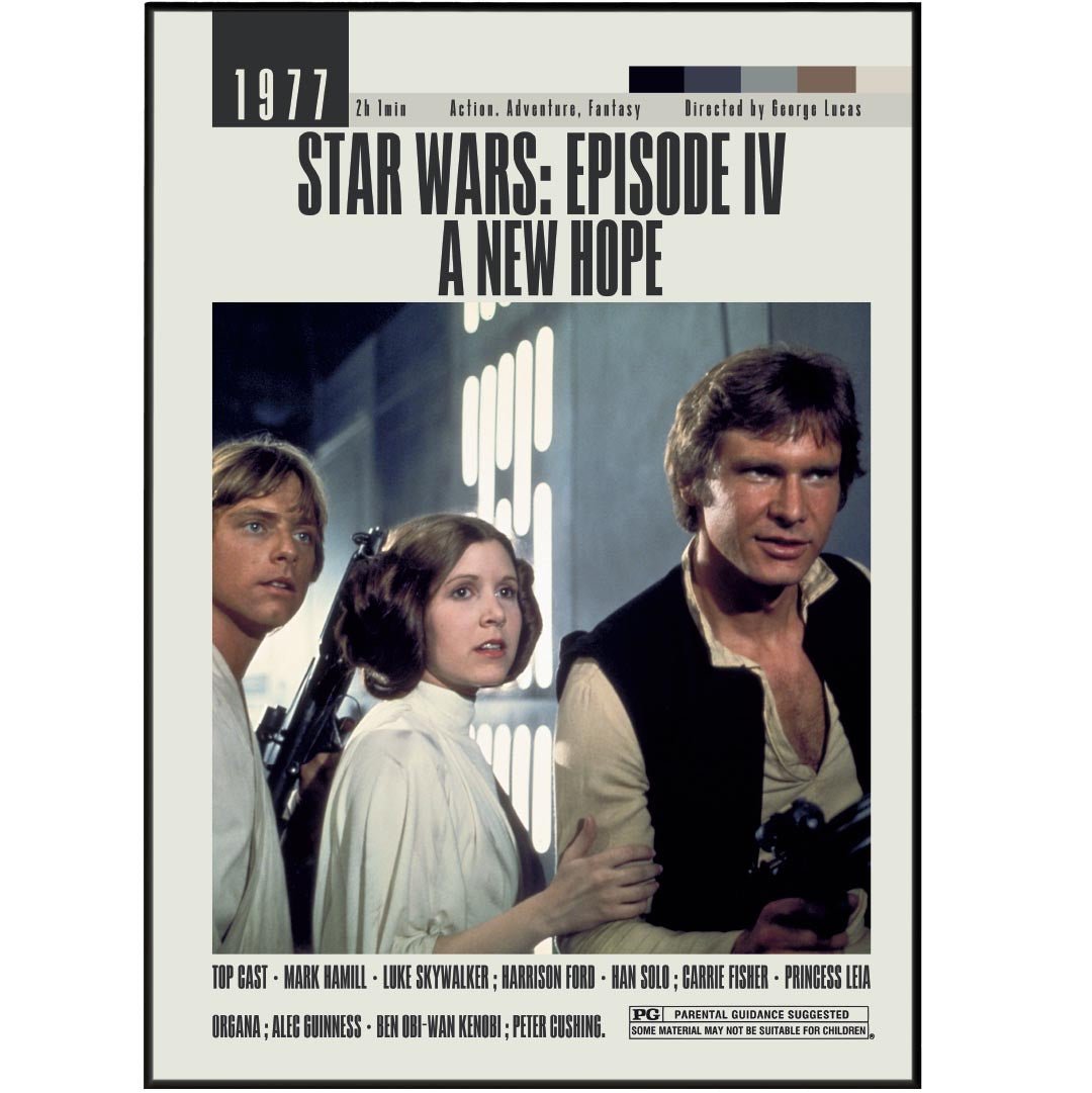 Star Wars A New Hope Poster | George Lucas Movies - 98typesModern Minimal Movies