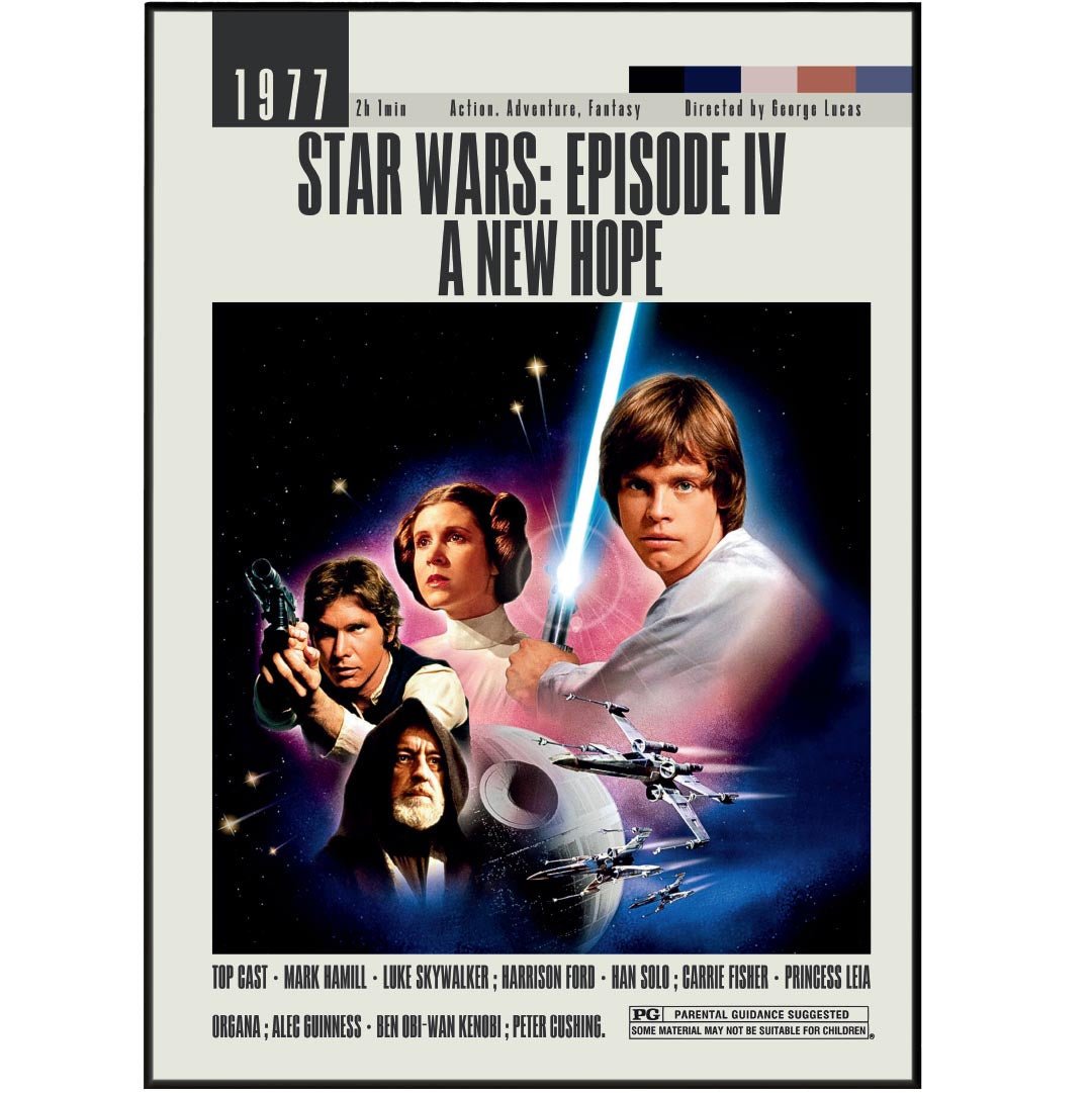 Star Wars A New Hope Poster | George Lucas Movies - 98typesModern Minimal Movies