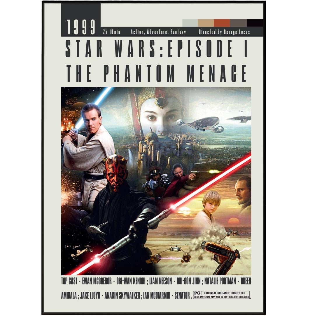 Star Wars The Phantom Menace Poster | George Lucas Movies - 98typesModern Minimal Movies
