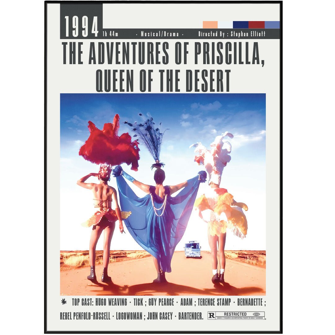 The Adventures of Priscilla, Queen of the Desert Movie Poster - 98typesModern Minimal Movies