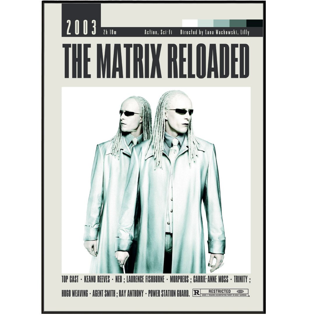 The Matrix Reloaded Poster | Lana Wachowski & Lilly Wachowski Movies - 98typesModern Minimal Movies