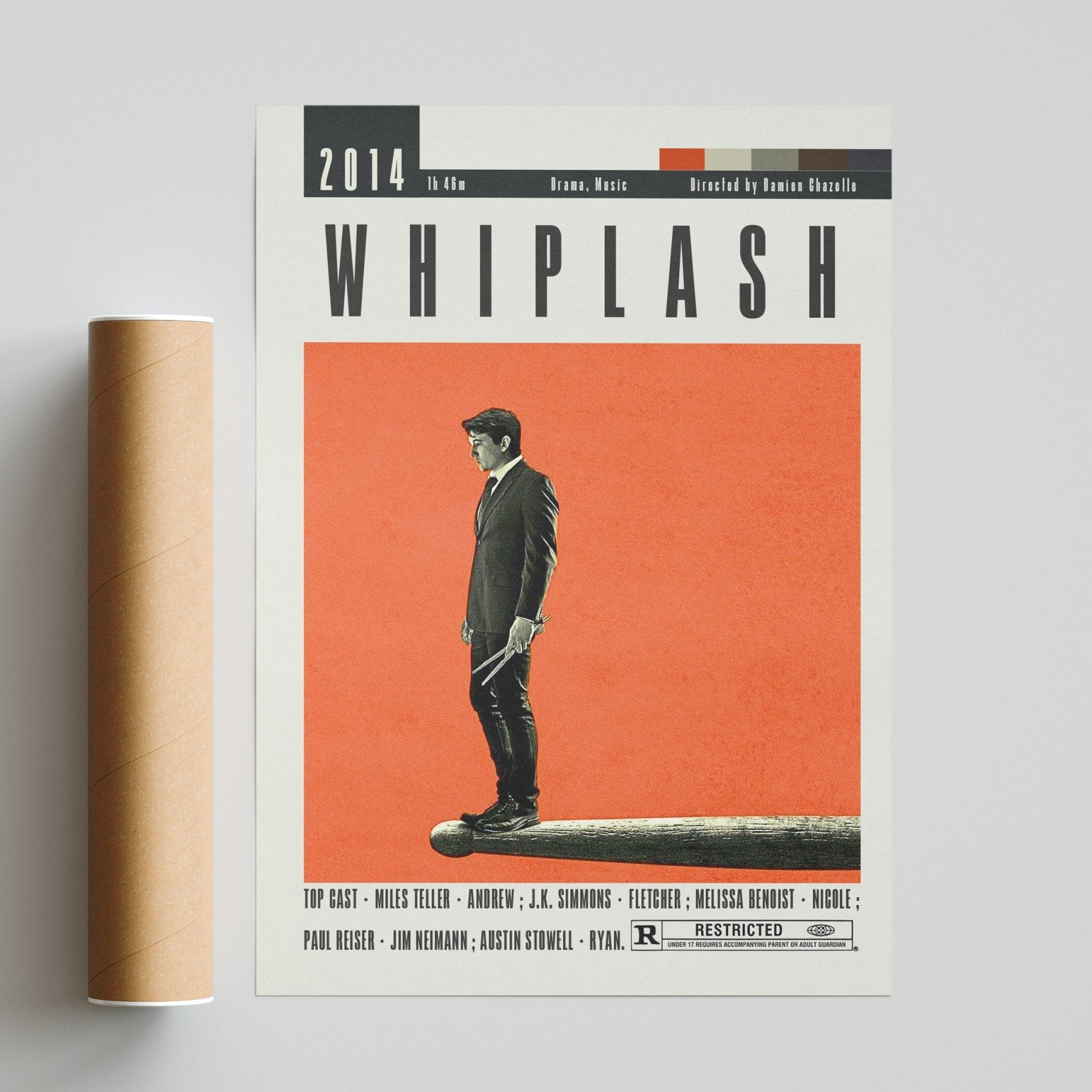 Whiplash Poster | Damien Chazelle Movies - 98typesModern Minimal Movies