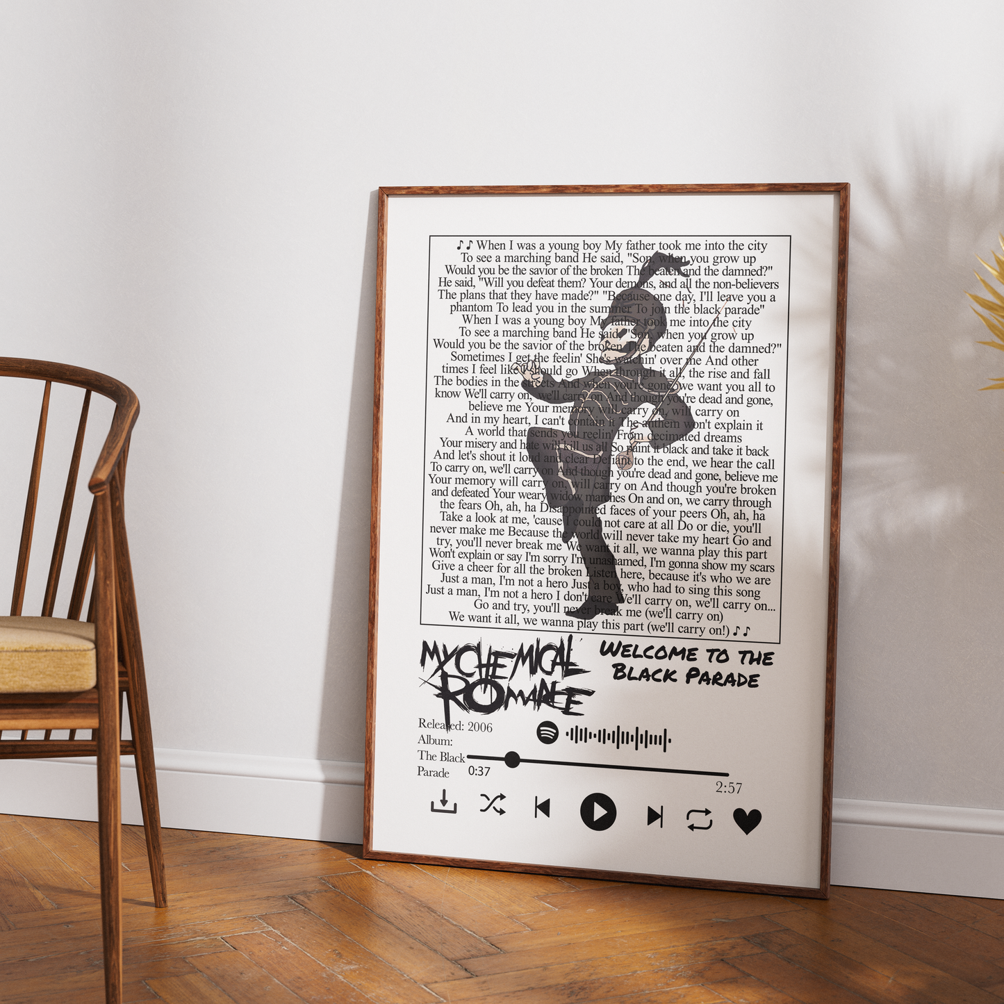 My Chemical Romance Welcome to the Black Parade lyrics poster — minimalist emo rock typographic wall art print
UK