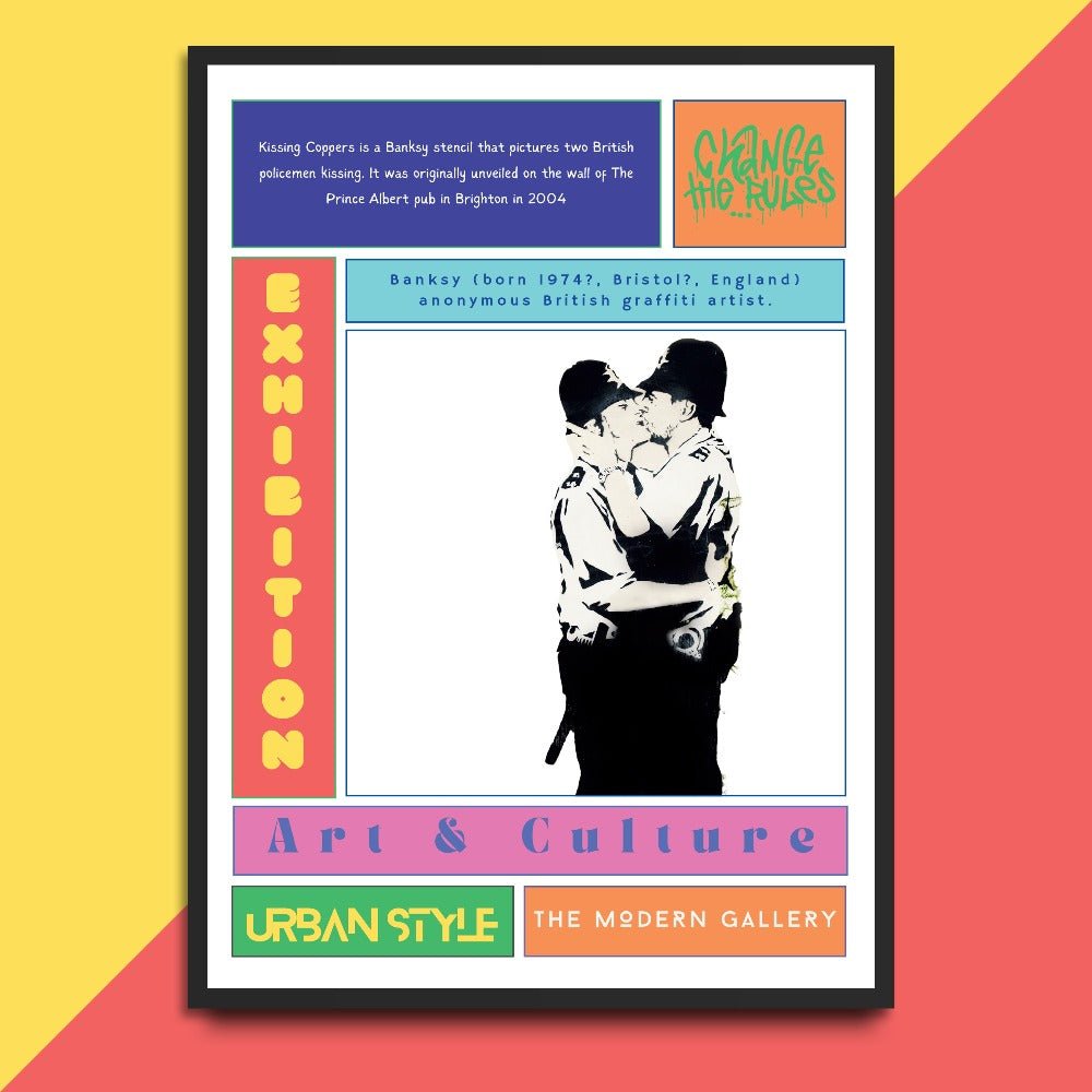 Kissing Coppers Art Poster - 98typesNew Street Art