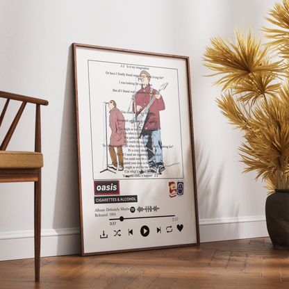 Oasis “Cigarettes & Alcohol” Lyrics Wall Art Print