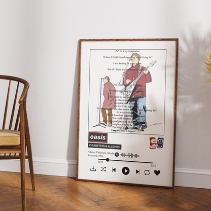 Oasis “Cigarettes & Alcohol” Lyrics Wall Art Print