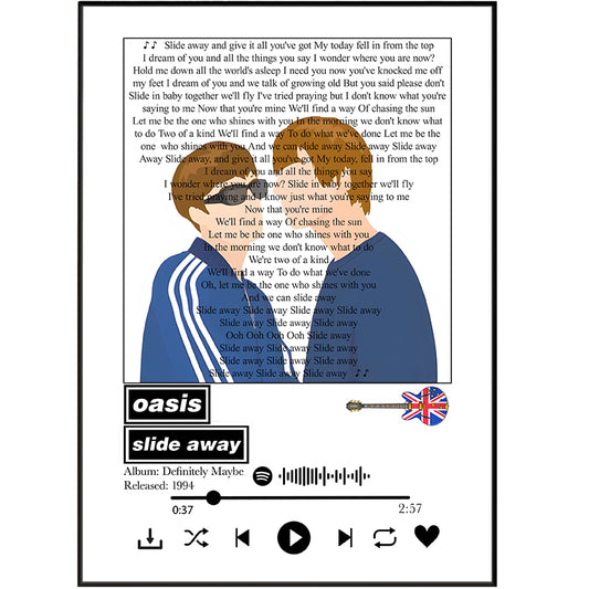 Oasis “Slide Away” Lyrics Wall Art Print