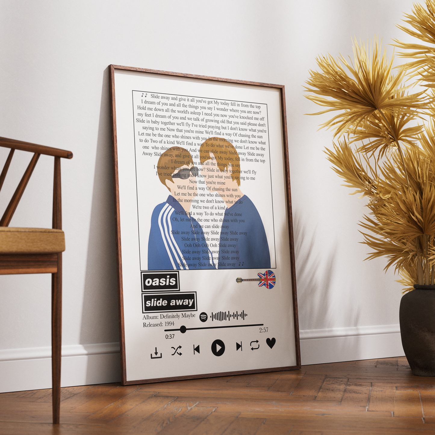 Oasis “Slide Away” Lyrics Wall Art Print
