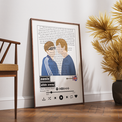Oasis “Slide Away” Lyrics Wall Art Print