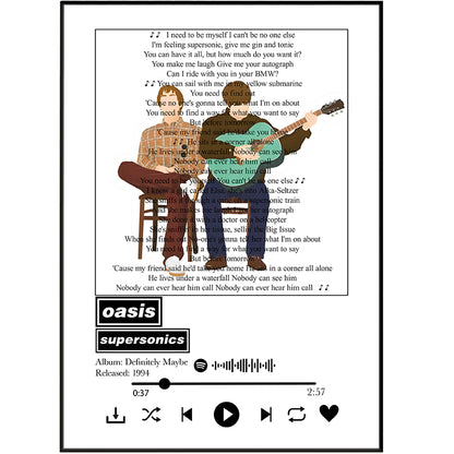 Oasis “Supersonic” Lyrics Wall Art Print