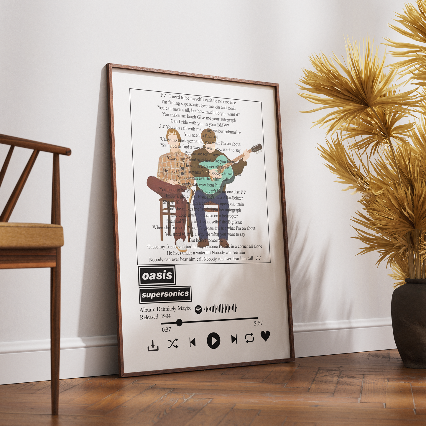 Oasis “Supersonic” Lyrics Wall Art Print