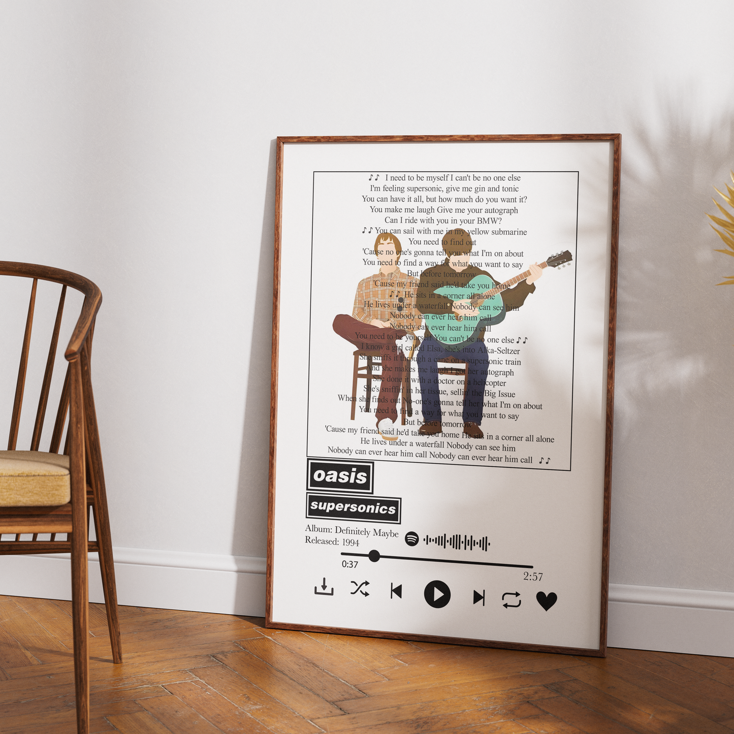 Oasis “Supersonic” Lyrics Wall Art Print