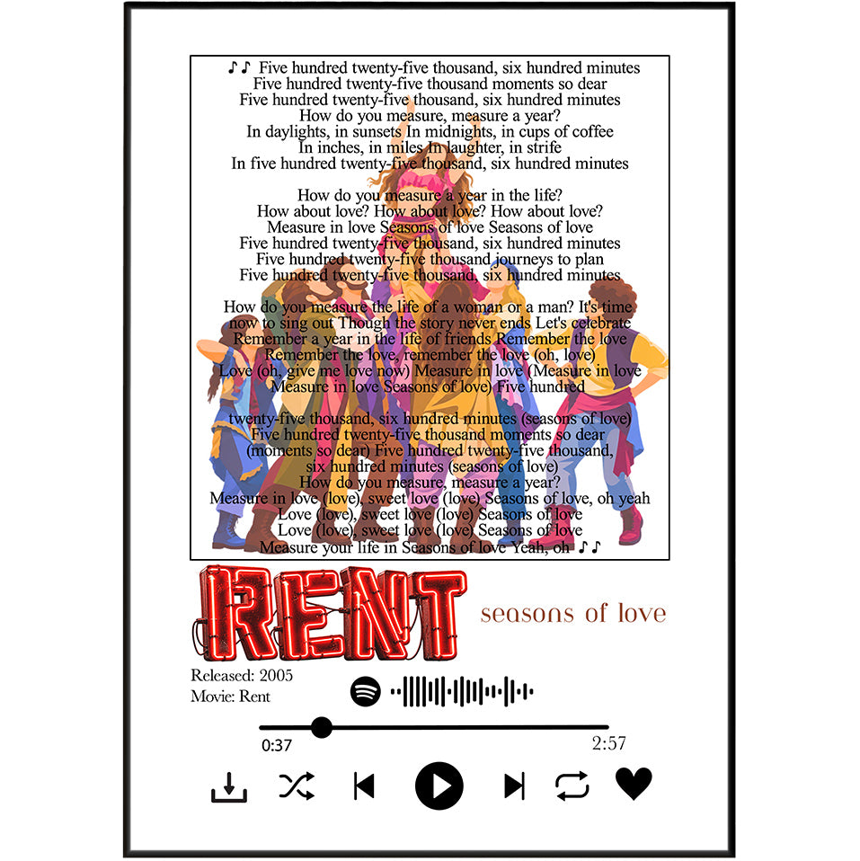 RENT Seasons of Love song lyric print wall art by 98types