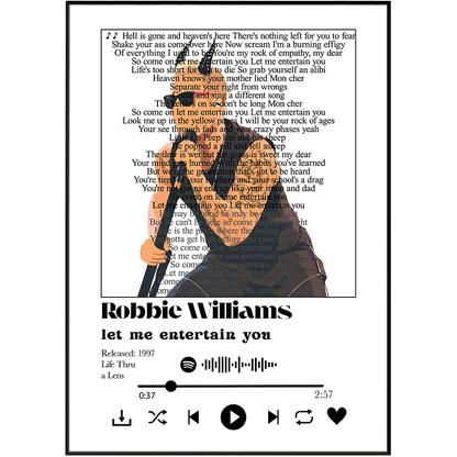Robbie Williams Let Me Entertain You song lyric print wall art UK music poster

