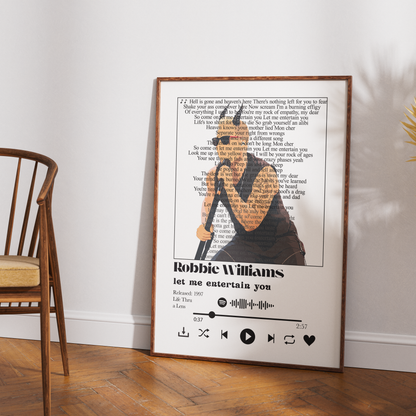 Robbie Williams Let Me Entertain You song lyric print wall art UK music poster
