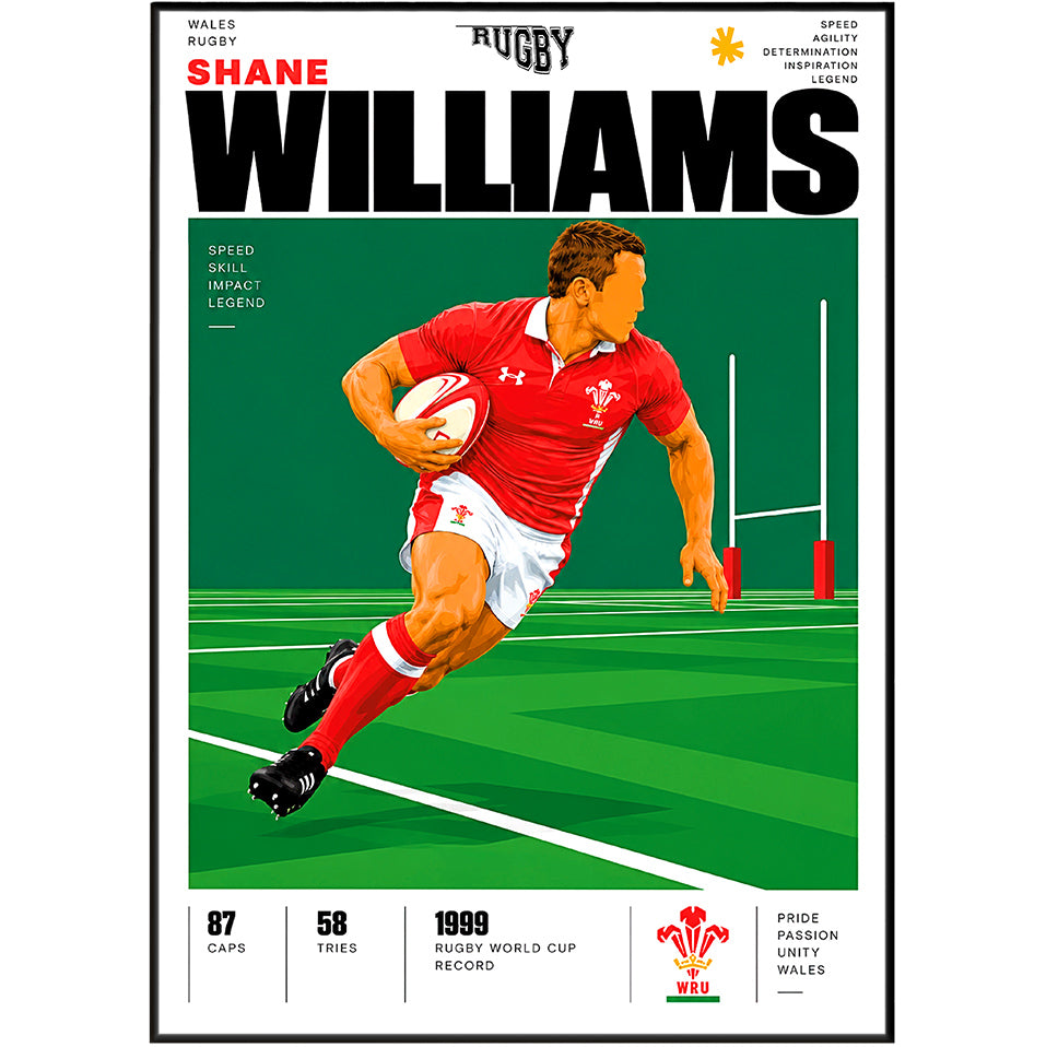Shane Williams Wales wing rugby poster – wall art print by 98types