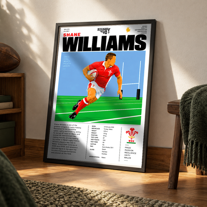 Shane Williams Wales wing rugby poster – wall art print by 98types