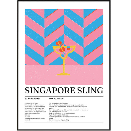 Singapore Sling Cocktail Posters
