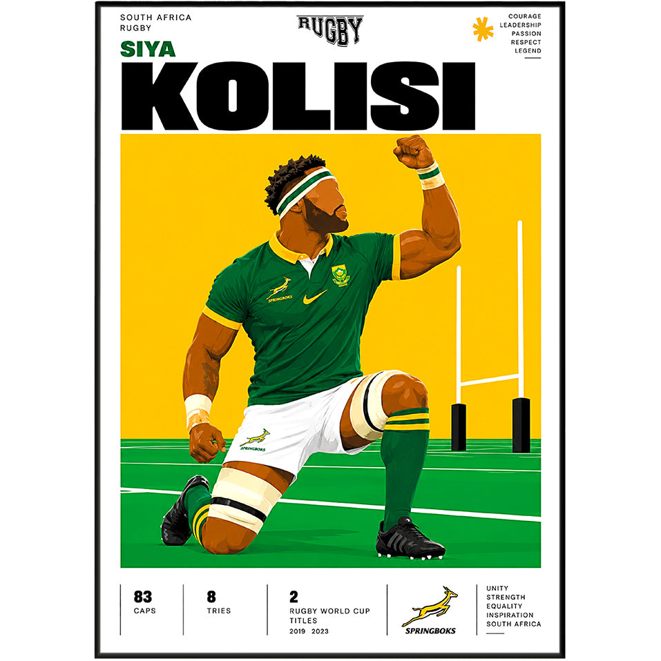 Siya Kolisi Springboks captain rugby poster – inspiring wall art by 98types
