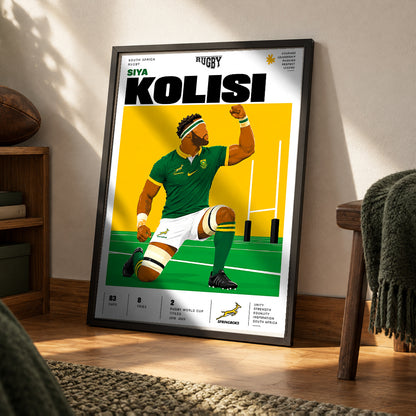 Siya Kolisi Springboks captain rugby poster – inspiring wall art by 98types