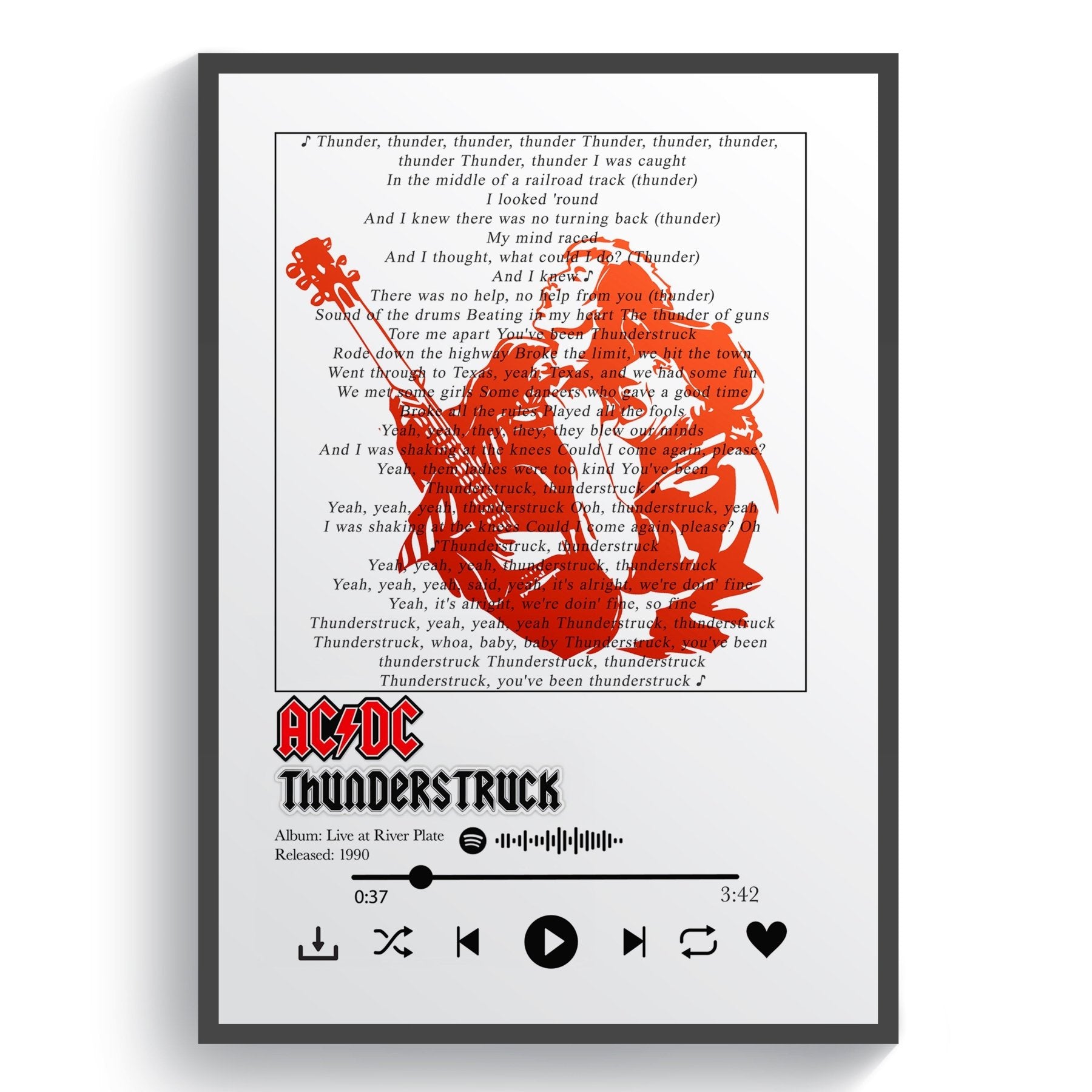 AC DC Thunderstruck Poster Lyrics | Modern Wall Art & Prints – 98 Types ...