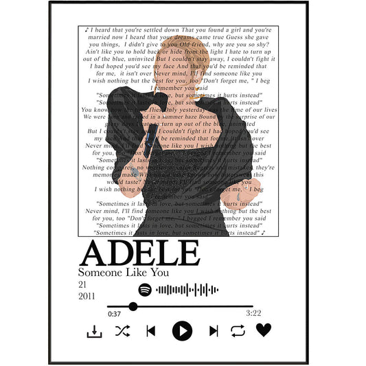 Adele - Someone like you Lyrics Prints - 98typessong lyric prints