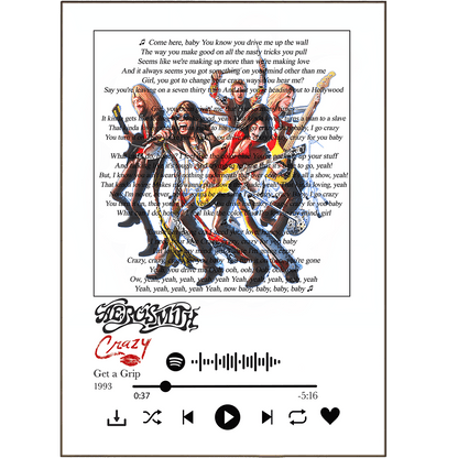 Aerosmith - Crazy Print - 98typessong lyric prints