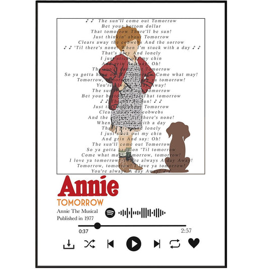 Annie - Tomorrow Musical Prints - 98typessong lyric prints