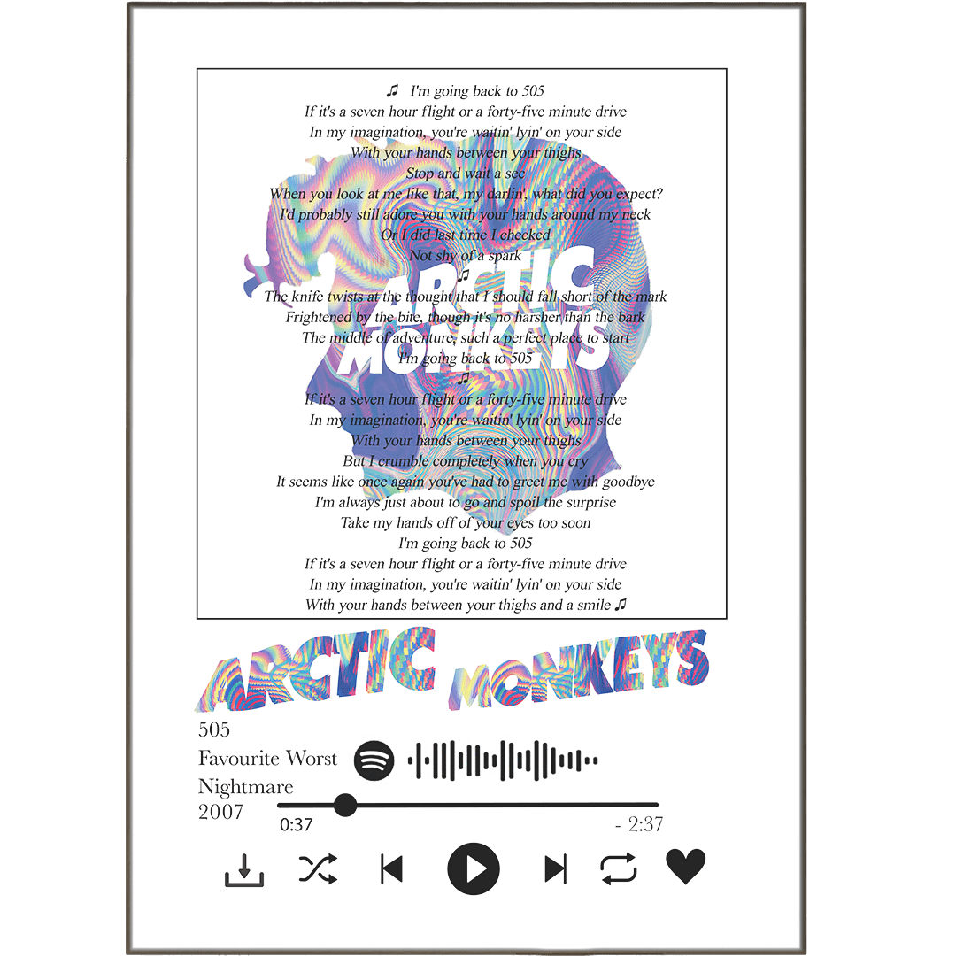 Arctic Monkeys - 505 Lyrics Prints - 98typessong lyric prints