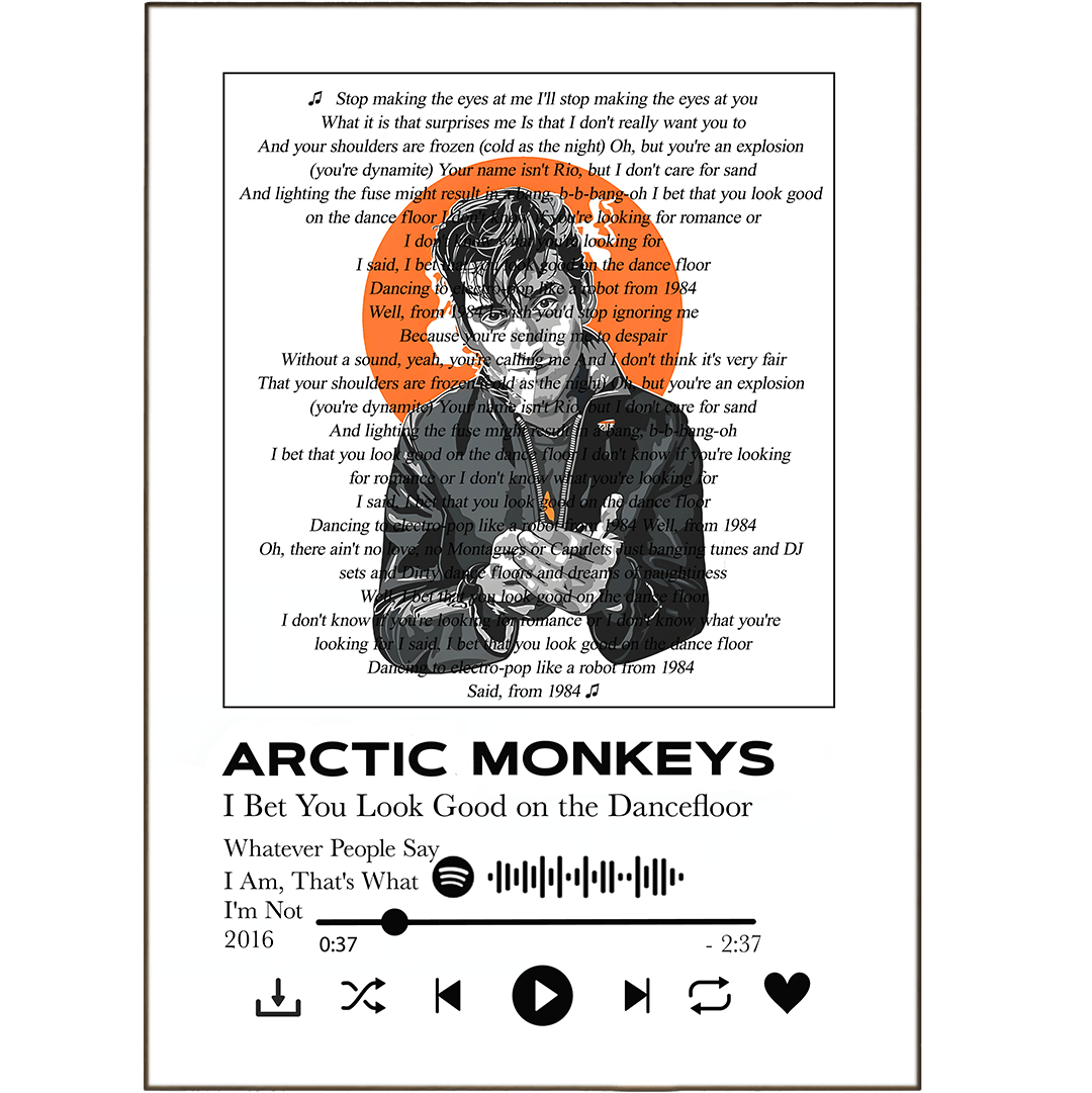 Arctic Monkeys - I Bet You Look Good on the Dancefloor Prints - 98typessong lyric prints