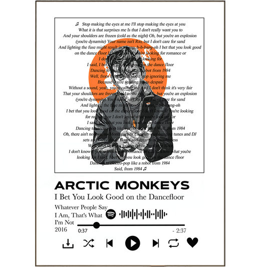 Arctic Monkeys - I Bet You Look Good on the Dancefloor Prints - 98typessong lyric prints