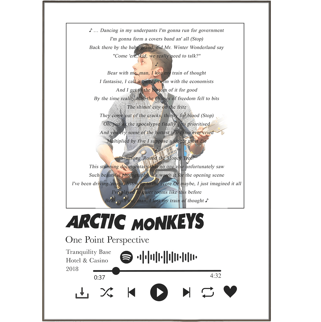 Arctic Monkeys - One Point Perspective Lyrics Prints - 98typessong lyric prints