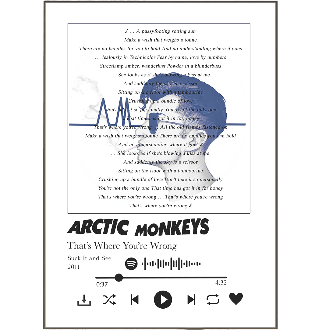 Arctic Monkeys - That’s Where You're Wrong Lyrics Prints - 98typessong lyric prints