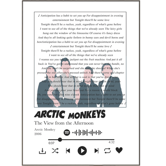 Arctic Monkeys - The view from the afternoon Lyrics Prints - 98typessong lyric prints