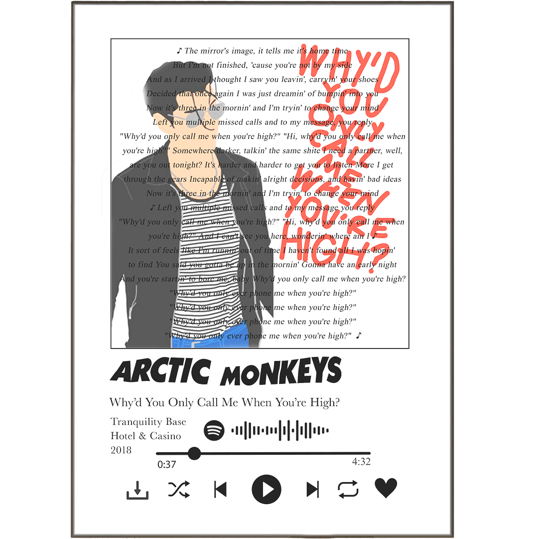 Arctic Monkeys - Why'd You Only Call Me When You're High Prints - 98typessong lyric prints