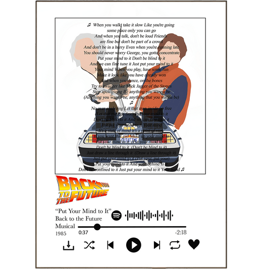 Back to the future - Put your mind to it Prints - 98typessong lyric prints