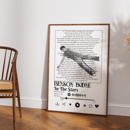 Benson Boone - In the Stars Lyrics Prints - 98typessong lyric prints